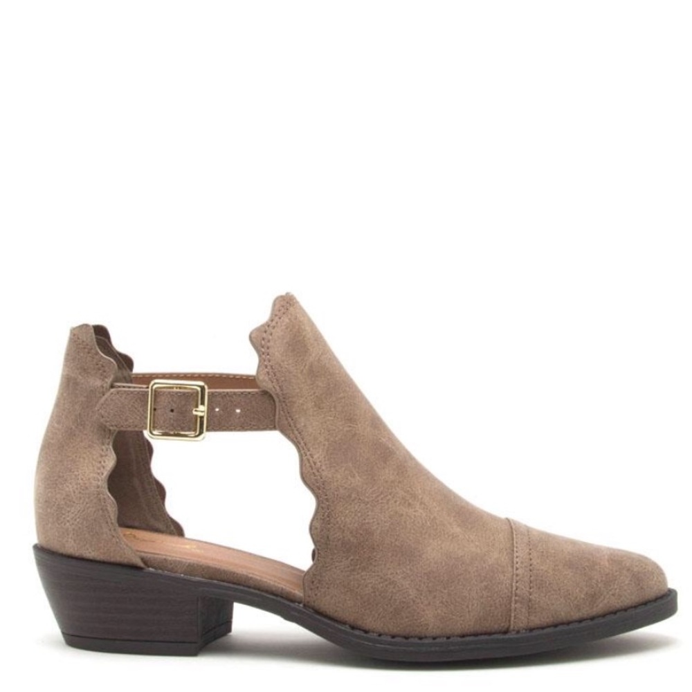 1 left! Qupid Sochi distressed low taupe booties - Picture 2 of 4